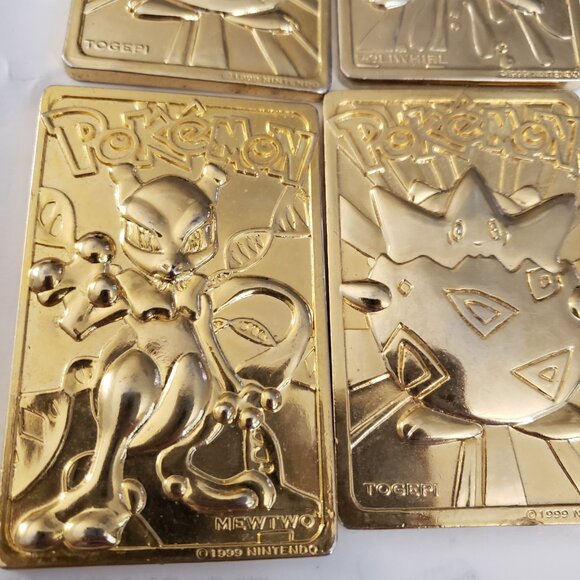 1999 Burger King Nintendo Pokemon 23K Gold Plated Trading Cards Mewtwo, Togepi - Picture 4 of 7